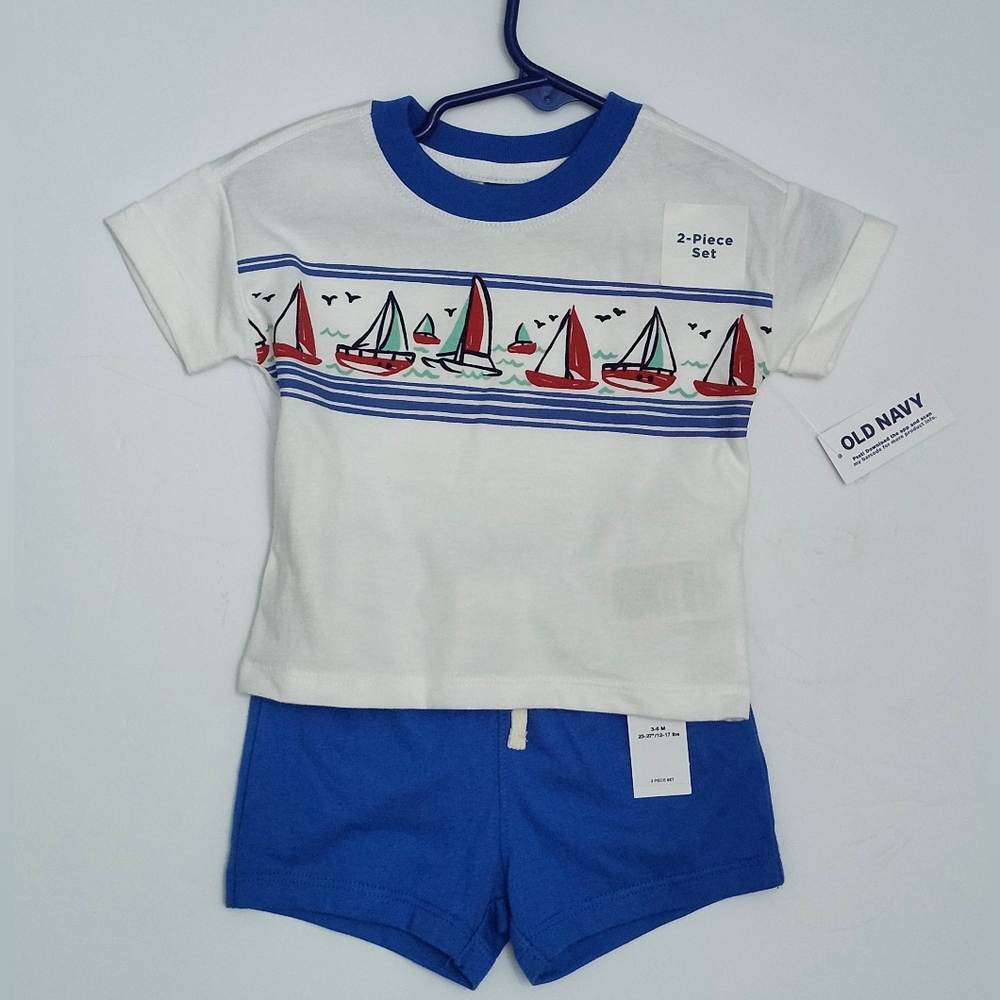 Old Navy Kids' Nautical Tee and Shorts Set - White and Blue
